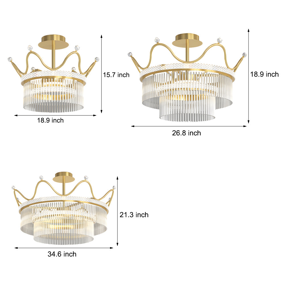 Round Crystal Crowns Three Step Dimming Luxury Postmodern Chandelier