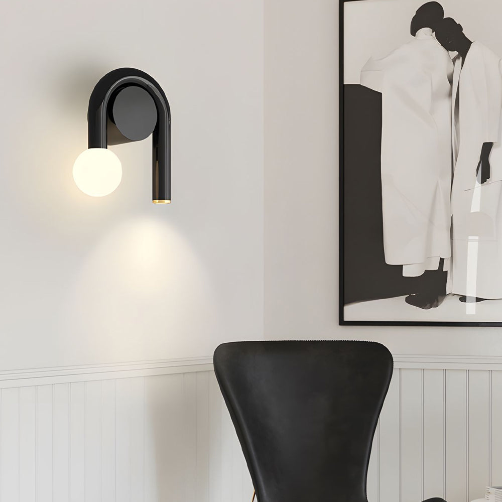 2-Light Arched Iron U-shaped Line Wall Sconce LED Matte Black Bathroom Vanity Lights