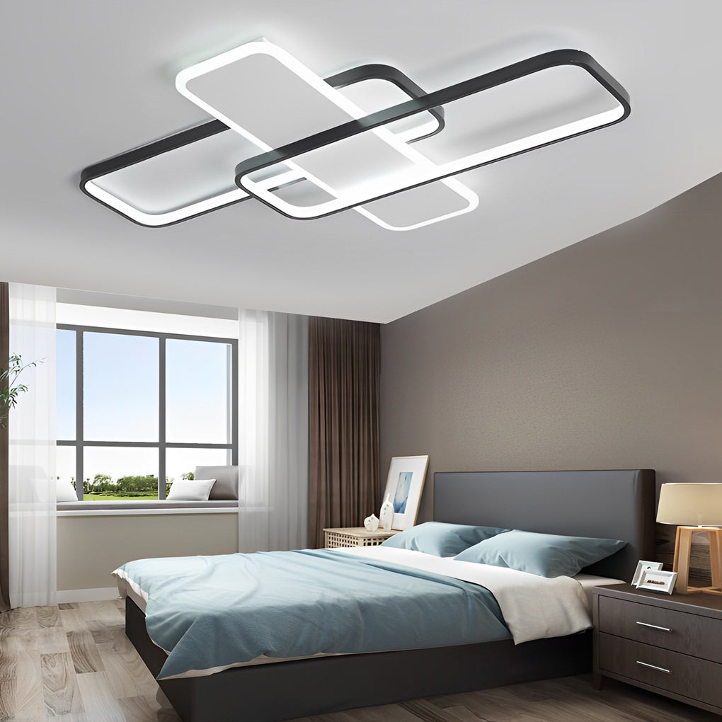 Square Overlapping Stepless Dimming LED Nordic Ceiling Lights Chandeliers