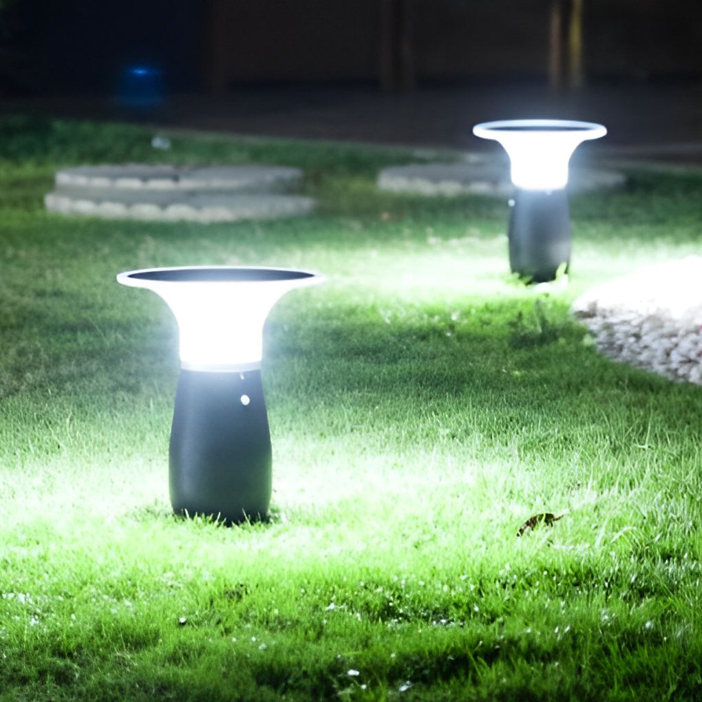 Mushroom Shaped Waterproof LED Black Modern Solar Post Lights Path Lights