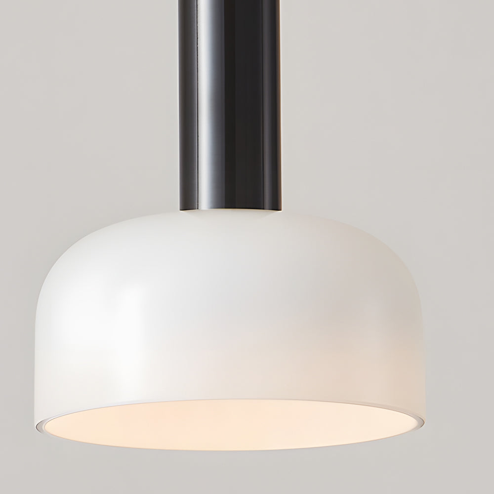 Modern Copper Tube 1-light White Glass Bowl Pendant Light