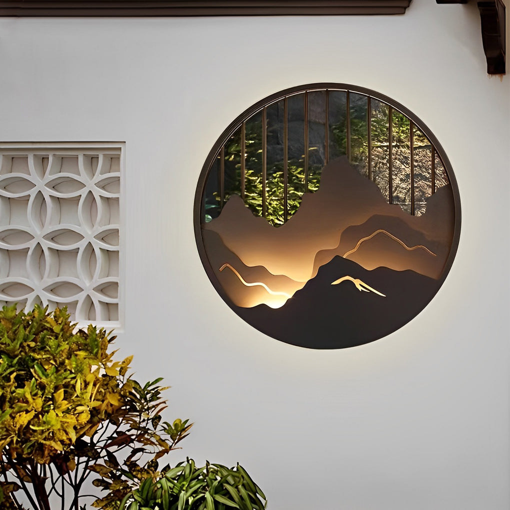 Round Mountain Scenery LED Waterproof Outdoor Wall Sconce Lighting