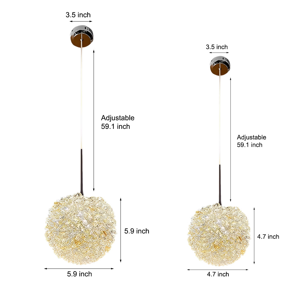 Round Luxurious Crystal Ball Three Step Dimming Modern Pendant Lights