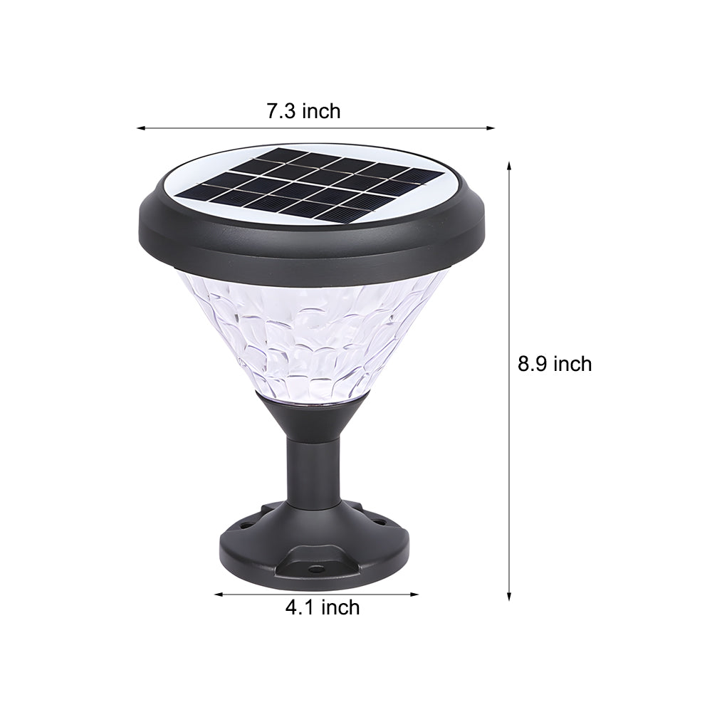 9-inch High Black Round LED Solar Post/Pier Light