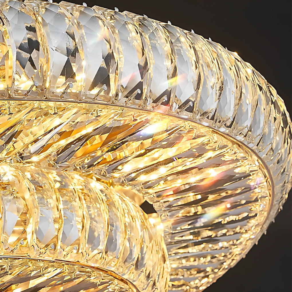 Round Crystal Three Step Dimming Glass Luxury Modern Ceiling Light Fixture