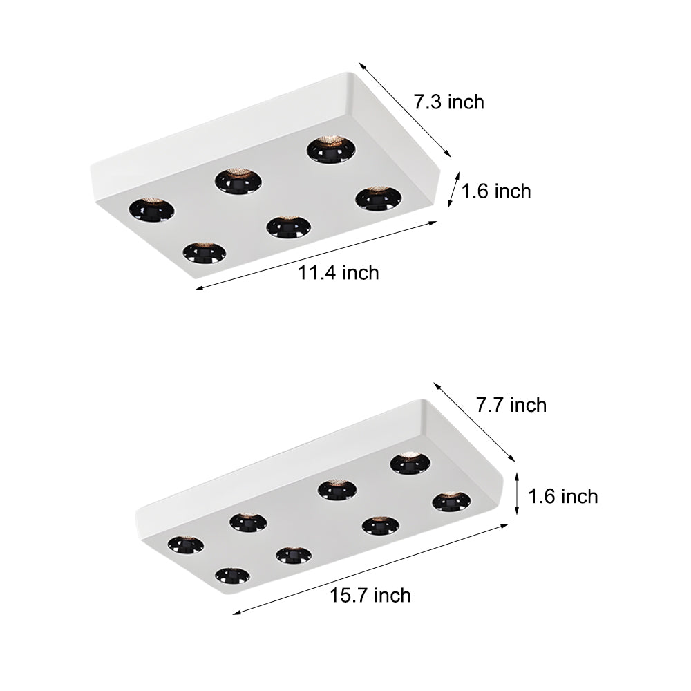 Peg Rectangular 6/8-Light White LED Flush Mount Light