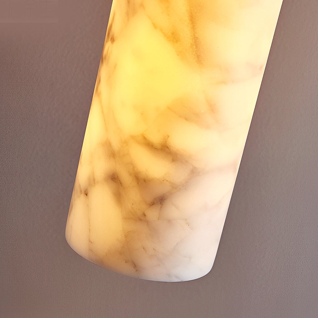 Elongated Cylindrical Marble Texture Minimalist Chandelier Pendant Lights