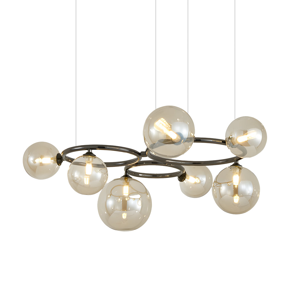 5/7/9-Light Glass Ball Circular Contemporary Chandelier with 3 Step Dimming