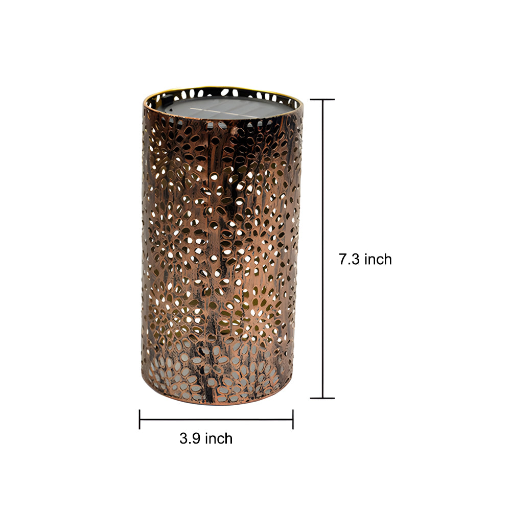 7.3-Inch H Metal Cut-Out Solar Outdoor Lantern