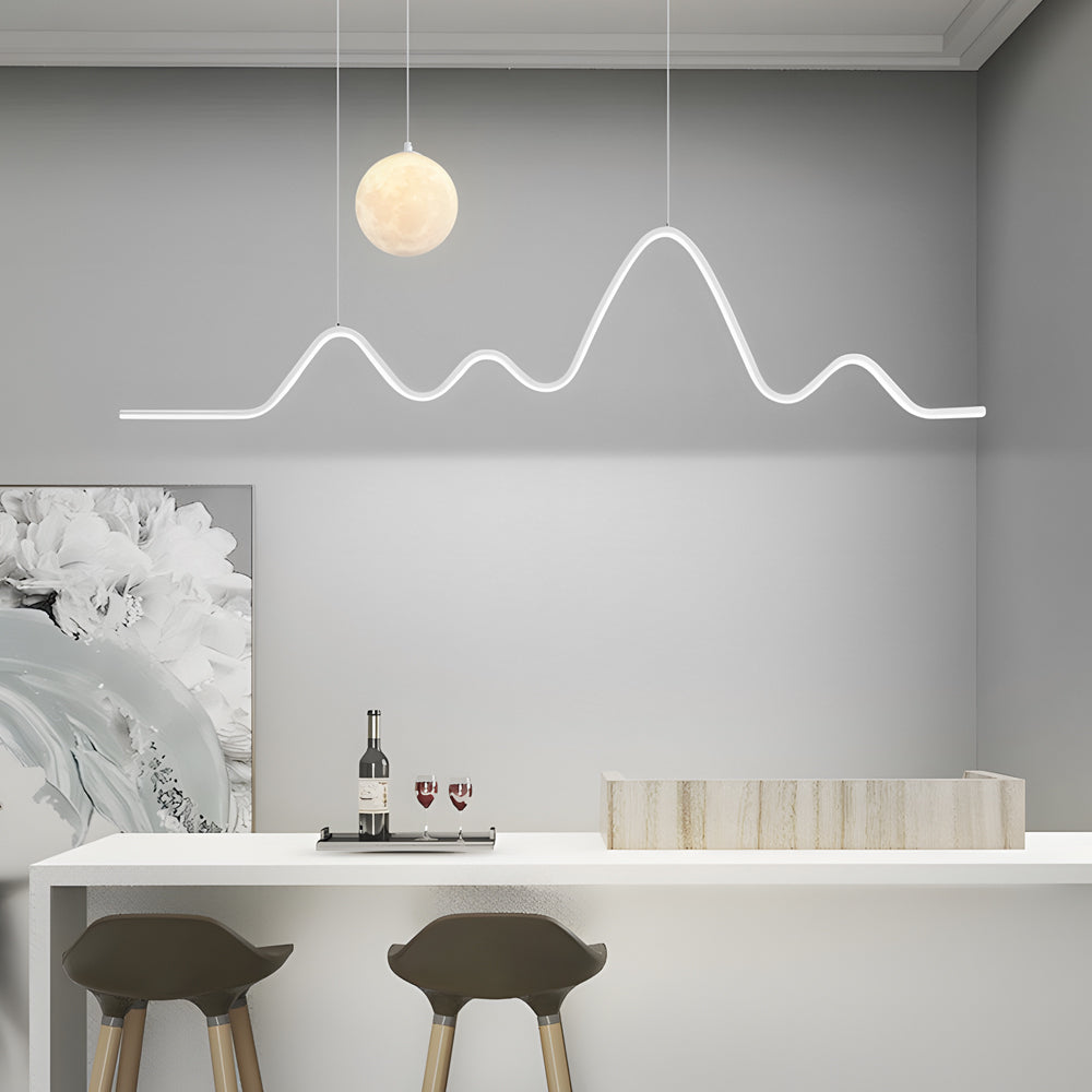 47.24'' Modern Wavy Linear Moon LED Kitchen Island Pendant Light