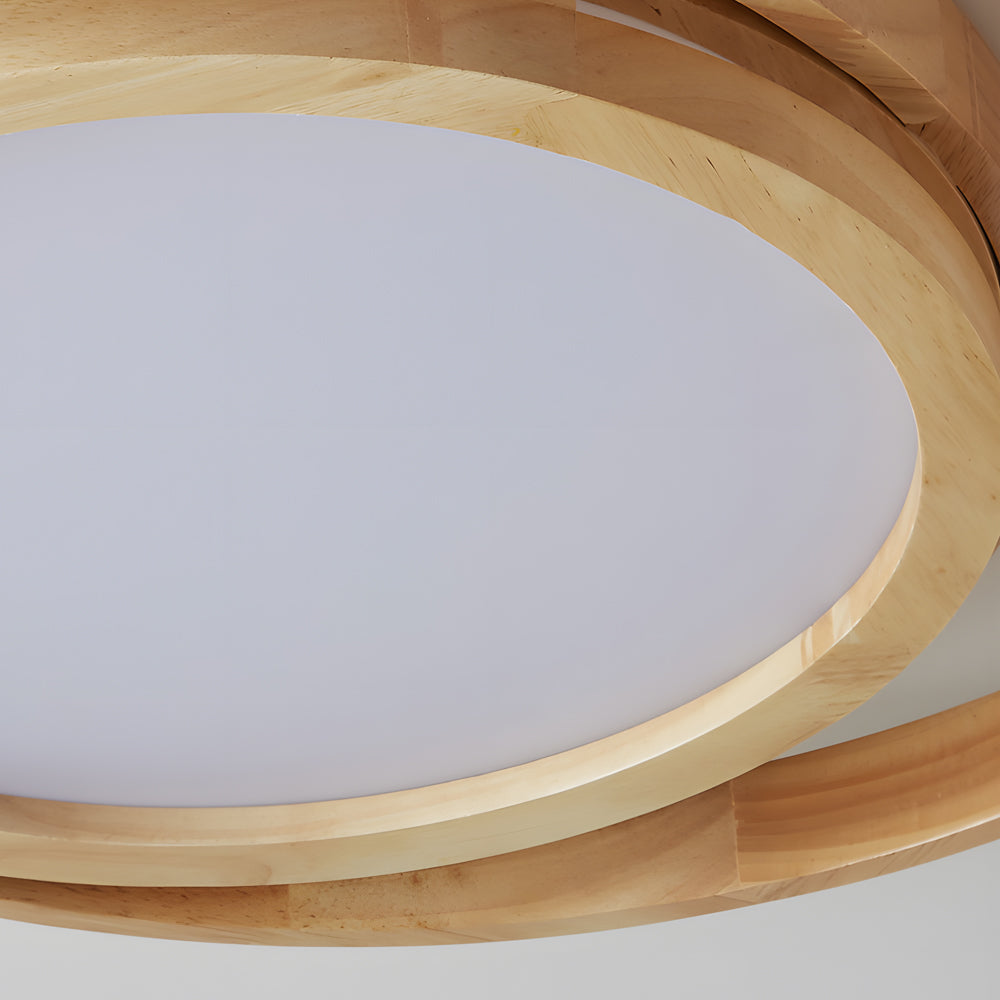 Wooden Oval Rings Round LED Flush Mount Lighting Round Acrylic Ceiling Light Bedroom Ceiling Lamp