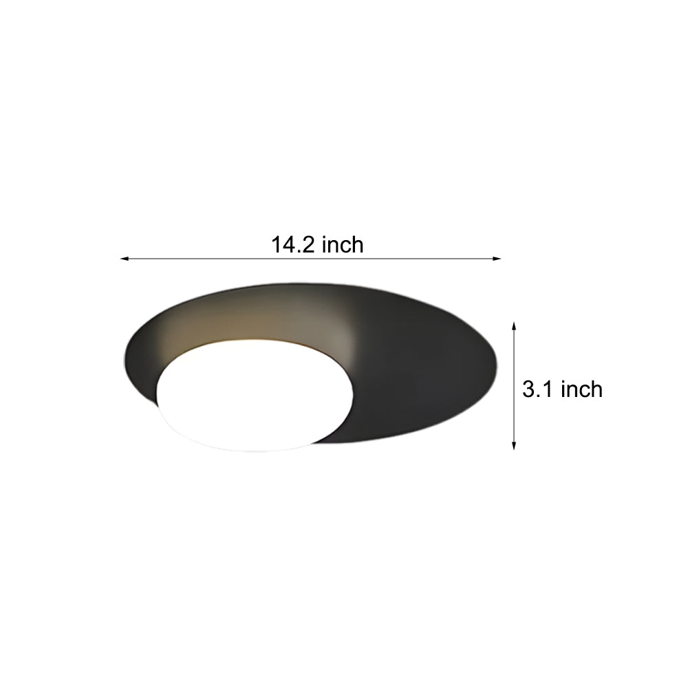 1-Light LED Oval Metal White Glass Flush Mount Ceiling Light