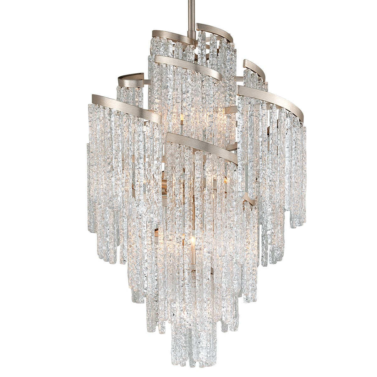 Corbett Lighting Mont Blanc 13 Light Chandelier with elegant glass shades and intricate metal frame, hanging as a stylish lighting fixture.