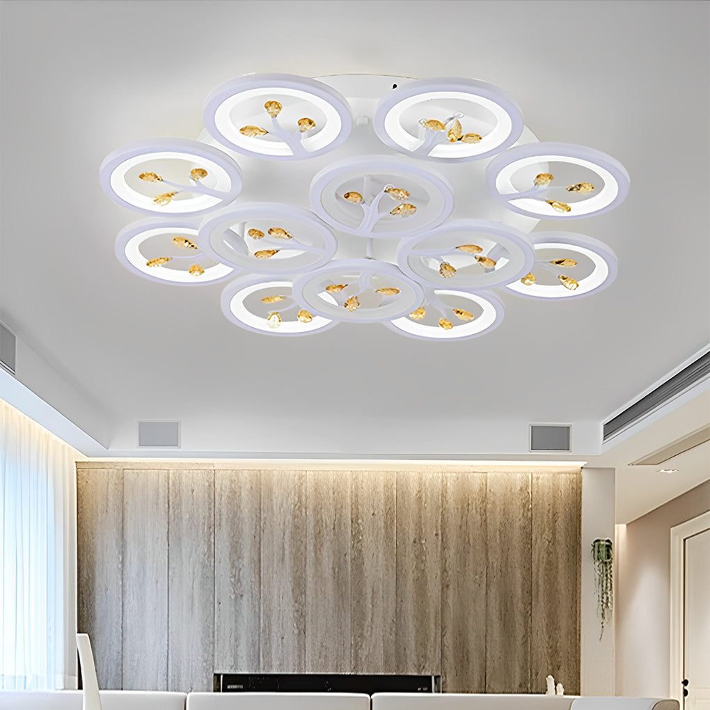 16 Lights Flower Dimmable LED White Nordic Ceiling Lights Flush Mount Lighting