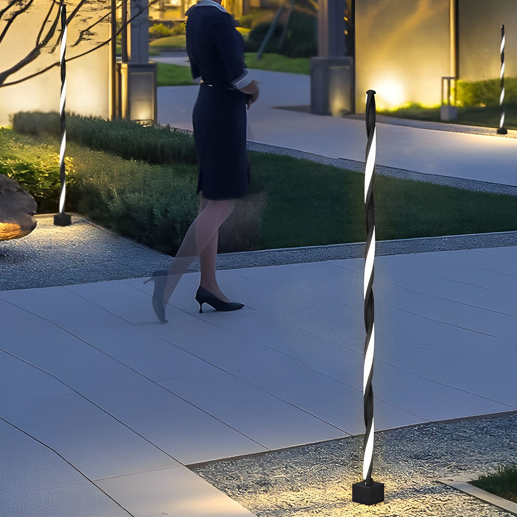 Unique Minimalist LED Waterproof Black Solar Powered Lawn Lights Path Lamp