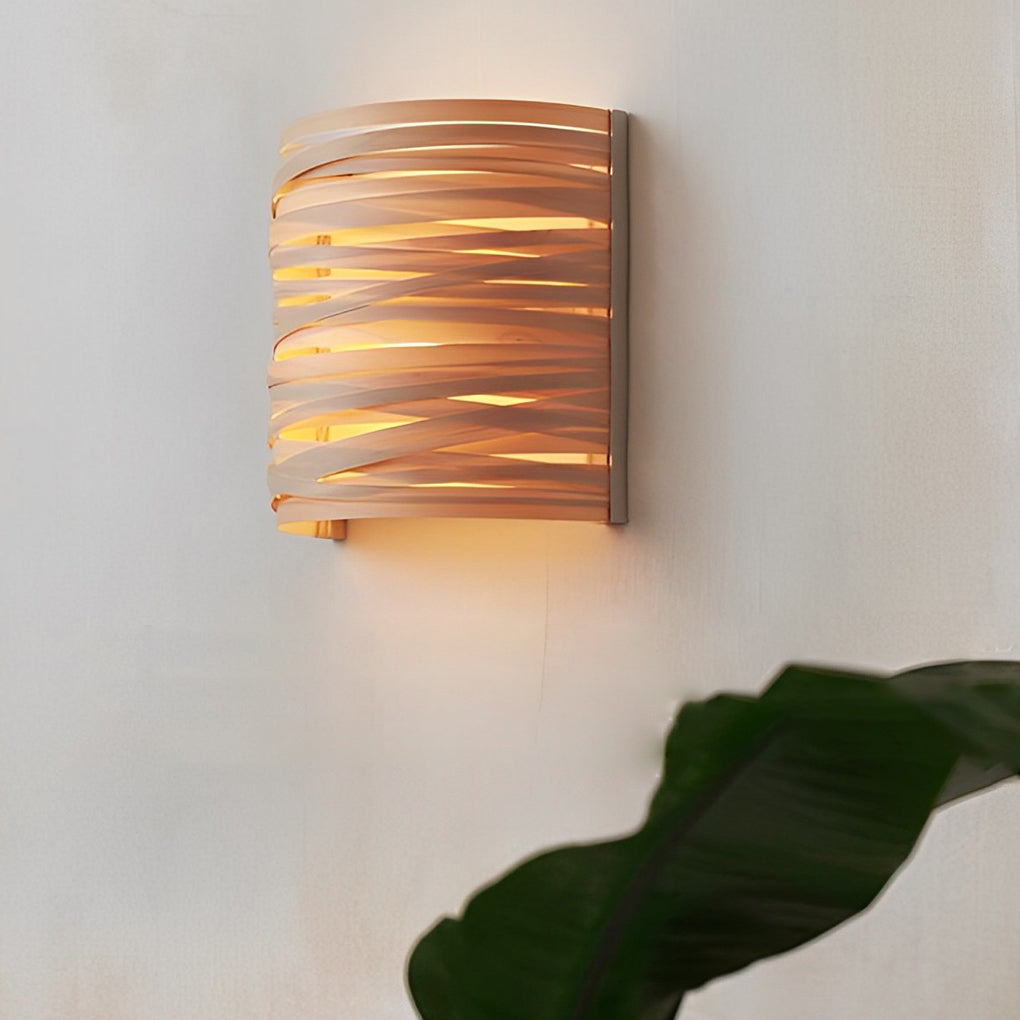 Semi-cylindrical Handmade Wood Decorative Modern Wall Lamp Atmosphere Light