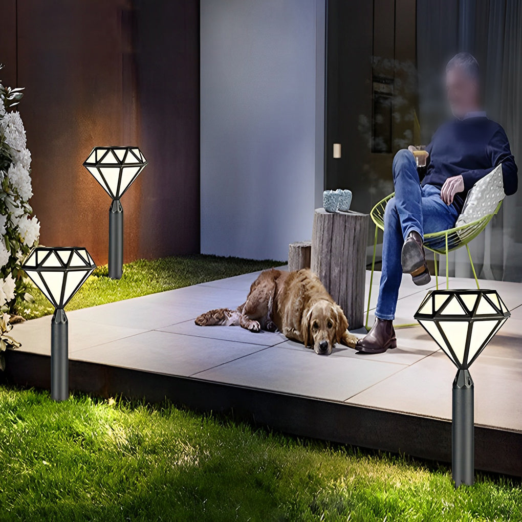 Geometric Waterproof LED Intelligent Stable Black Modern Lawn Lamp