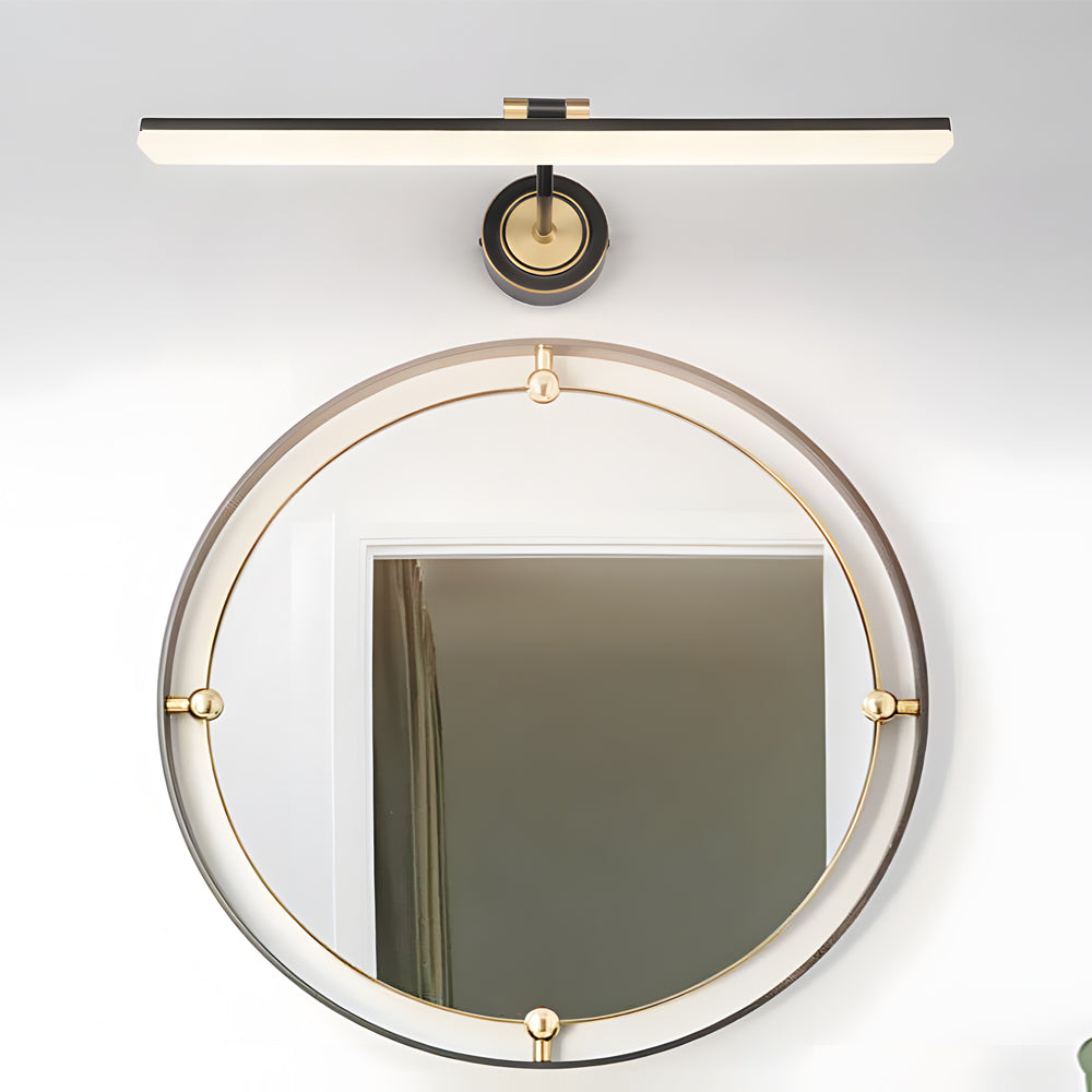 Adjustable LED Bathroom Vanity Mirror Light with Rotatable Flat Bar in Gold/Black Finish