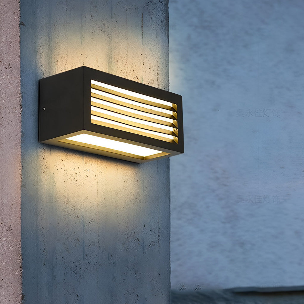 Rectangle Waterproof 12W LED Black Modern Outdoor Wall Sconces Lighting