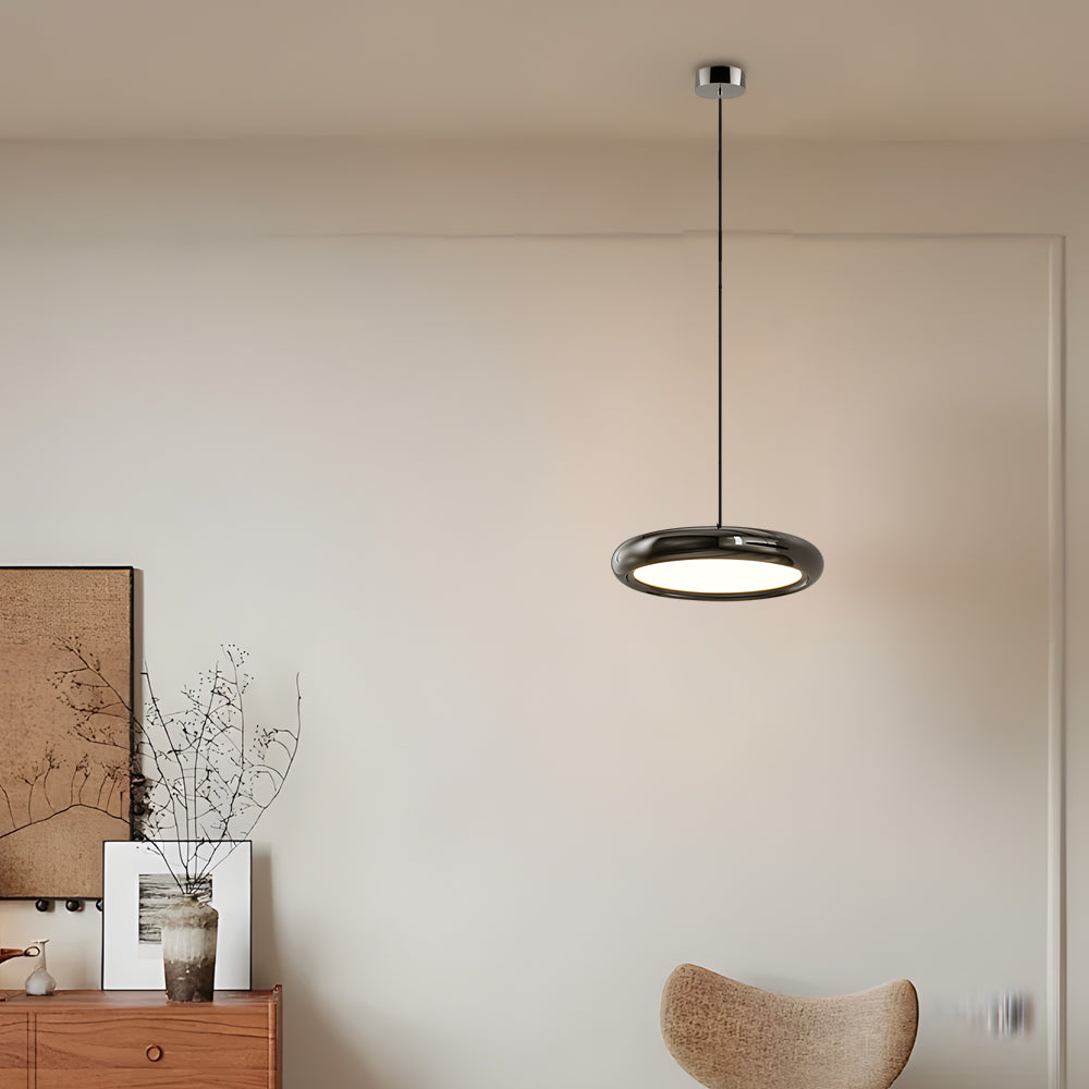 Modern 1/3-Light Black/chrome Round Metallic LED Pendant Light