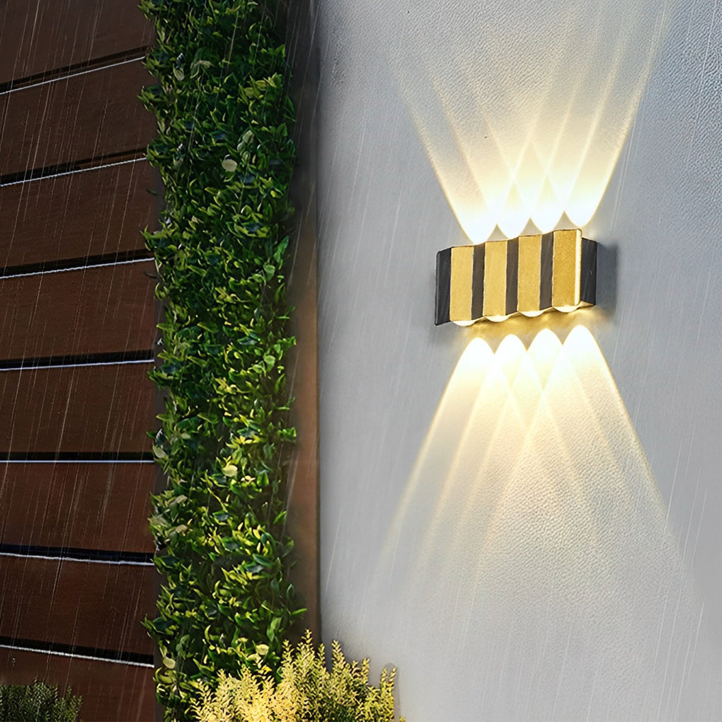 Black & Gold Aluminum LED Outdoor Up Down Wall Light