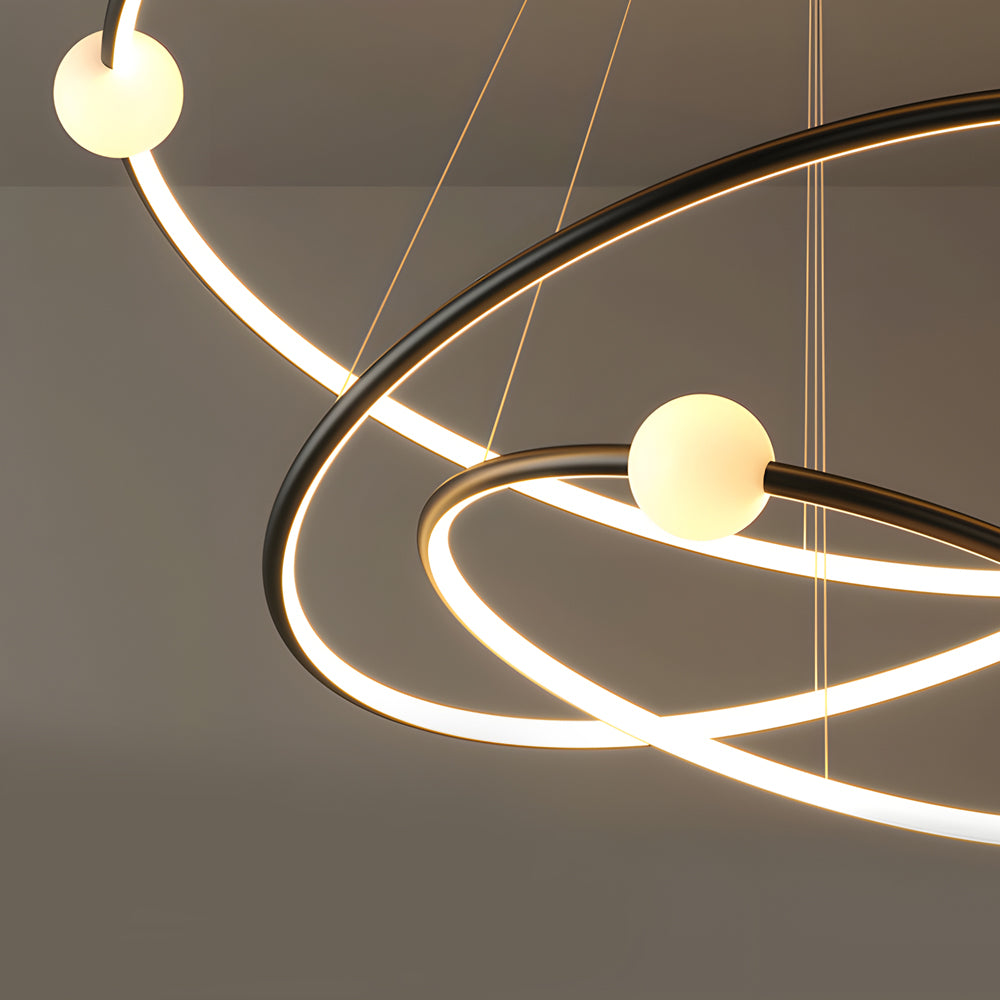 White/Black  Circular Pendant Lamp Dimmable LED Rings Chandelier