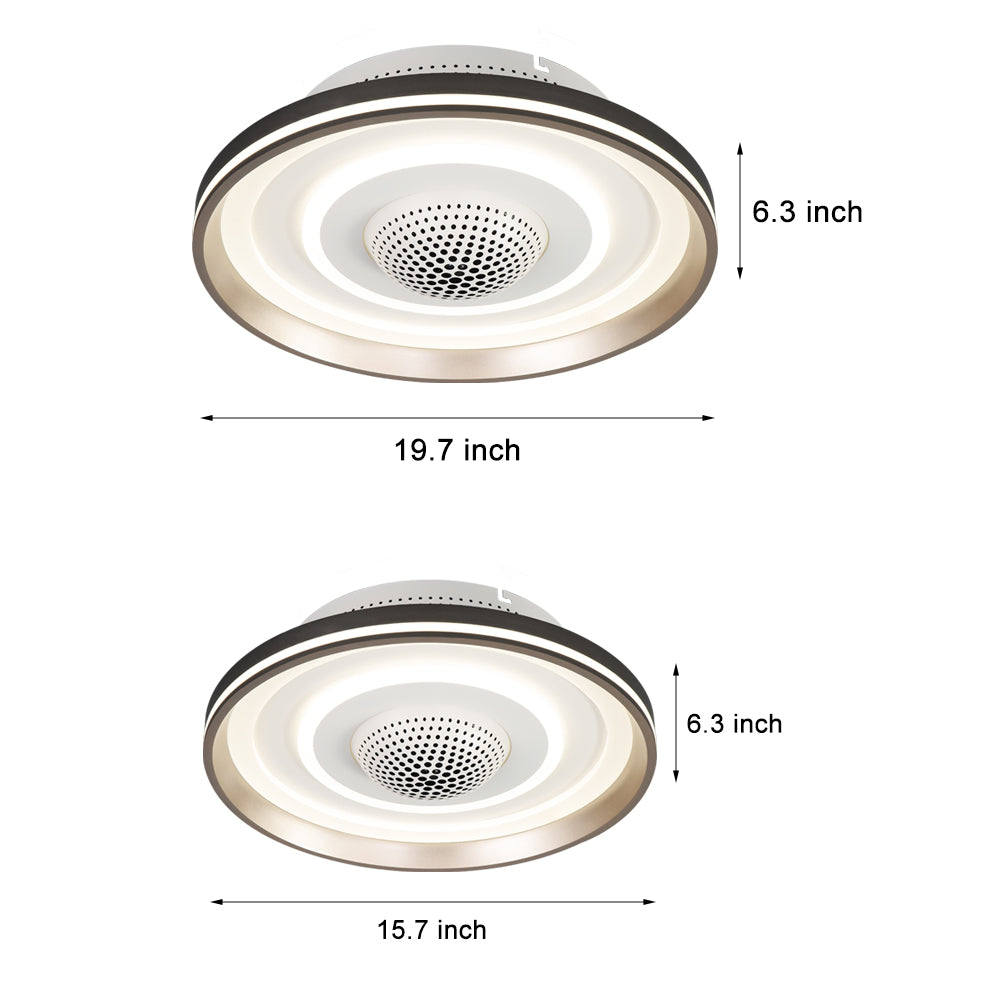 Nordic Round Circles LED Invisible Flush Mount Ceiling Fan Light