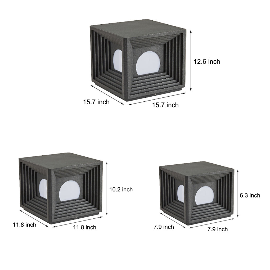 Waterproof Square Creative LED Black Modern Solar Fence Post Lights