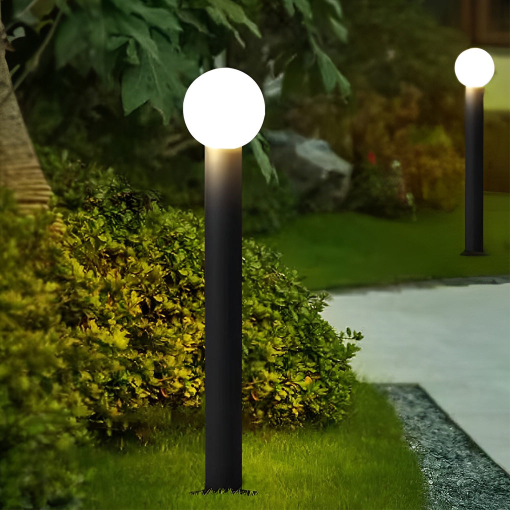 Round Ball Waterproof LED Metal Black Modern Outdoor Pathway Lights