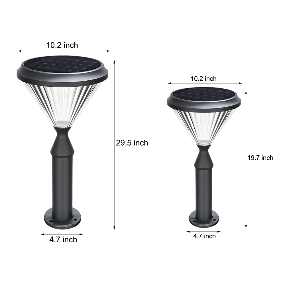 Black Solar LED Bollard Path Light for Garden