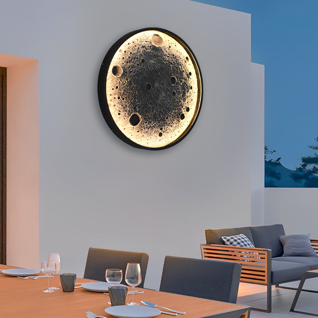 Round Moon Waterproof LED Modern Outdoor Wall Lights Fixture Wall Lamp