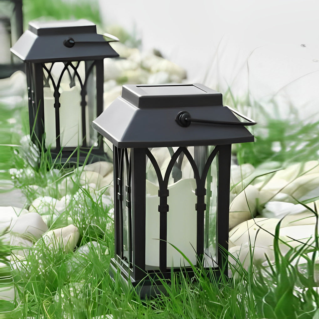 Portable Lantern Waterproof LED Intelligent Black Solar Outdoor Lights