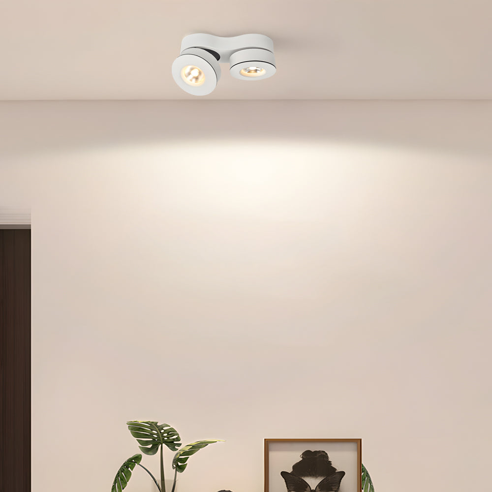 Modern Double Head Rotating Folding Ceiling-Mounted Spotlight in Black/White