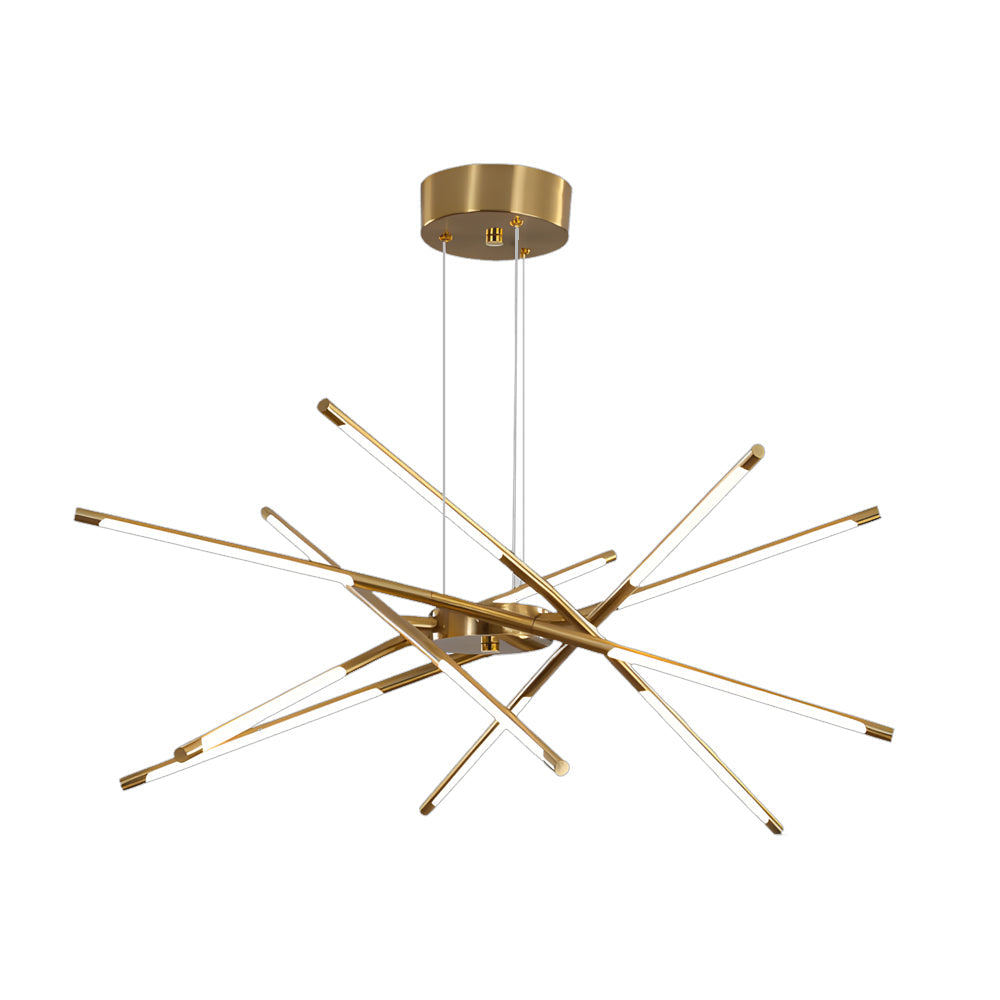 Modern Stepless Dimming Long Strip Sputnik LED Chandelier - Gold/Black+Gold