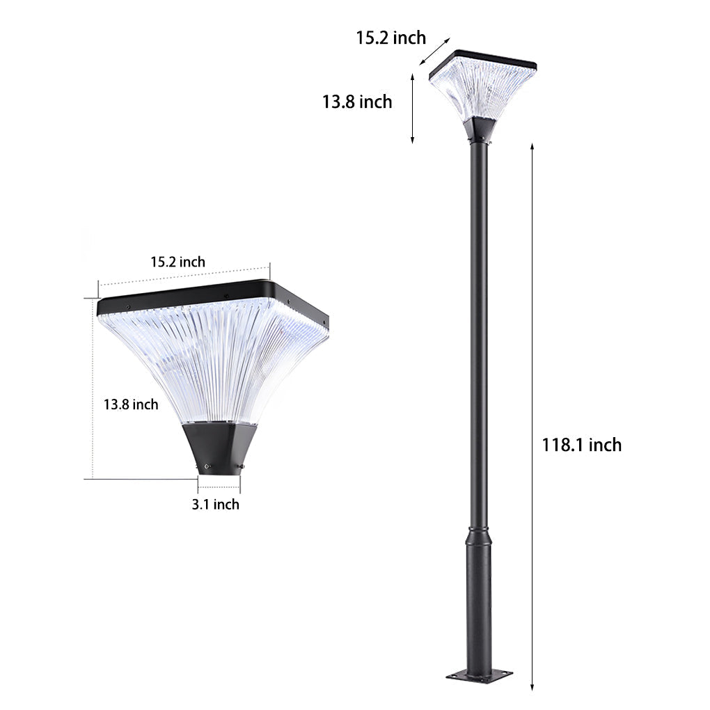 Stripes Waterproof Square Intelligent Modern Solar Garden Lamp Post