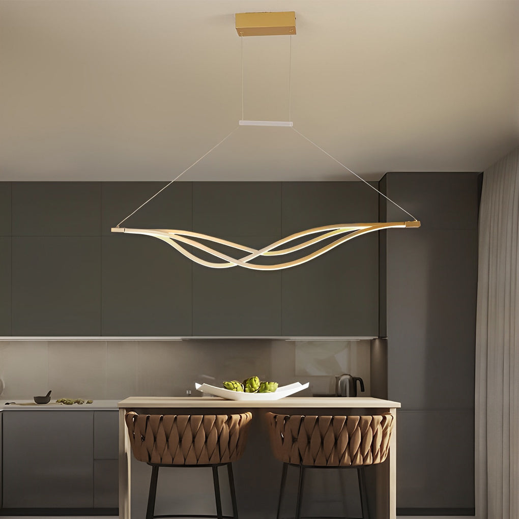 Long Waves Lines Stepless Dimming with Remote Nordic Chandelier Light