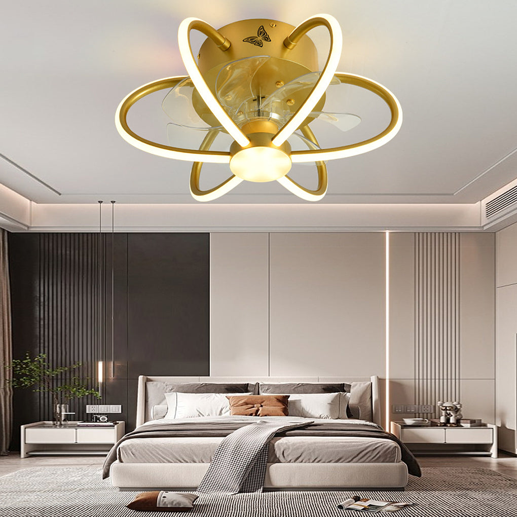 Flower Intelligent Dimmable LED Modern Bladeless Ceiling Fans with Remote