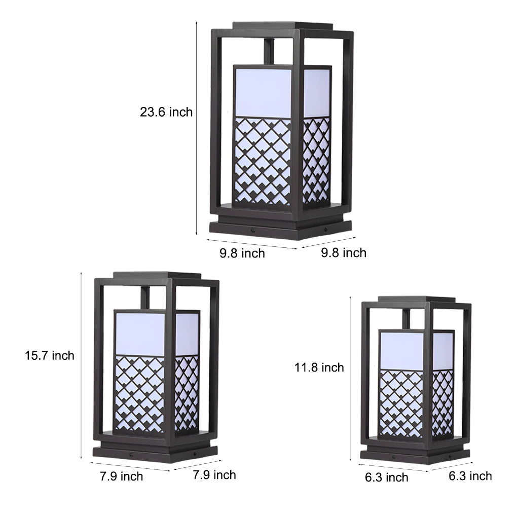 Retro Lantern Waterproof LED Black Modern Outdoor Lawn Lamp Solar Lights