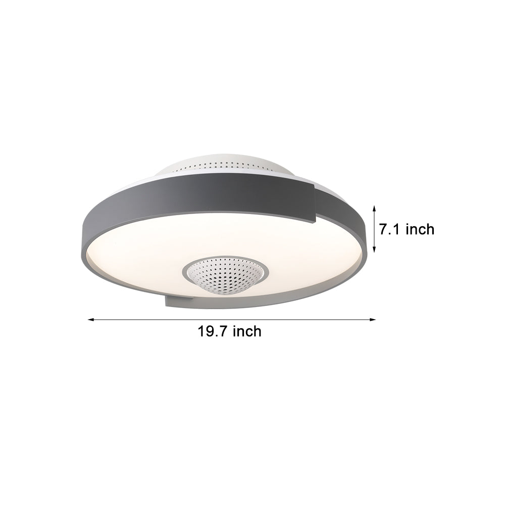 Modern 6-Speed Bladeless Ceiling Fan with Dimmable LED Light  - Round