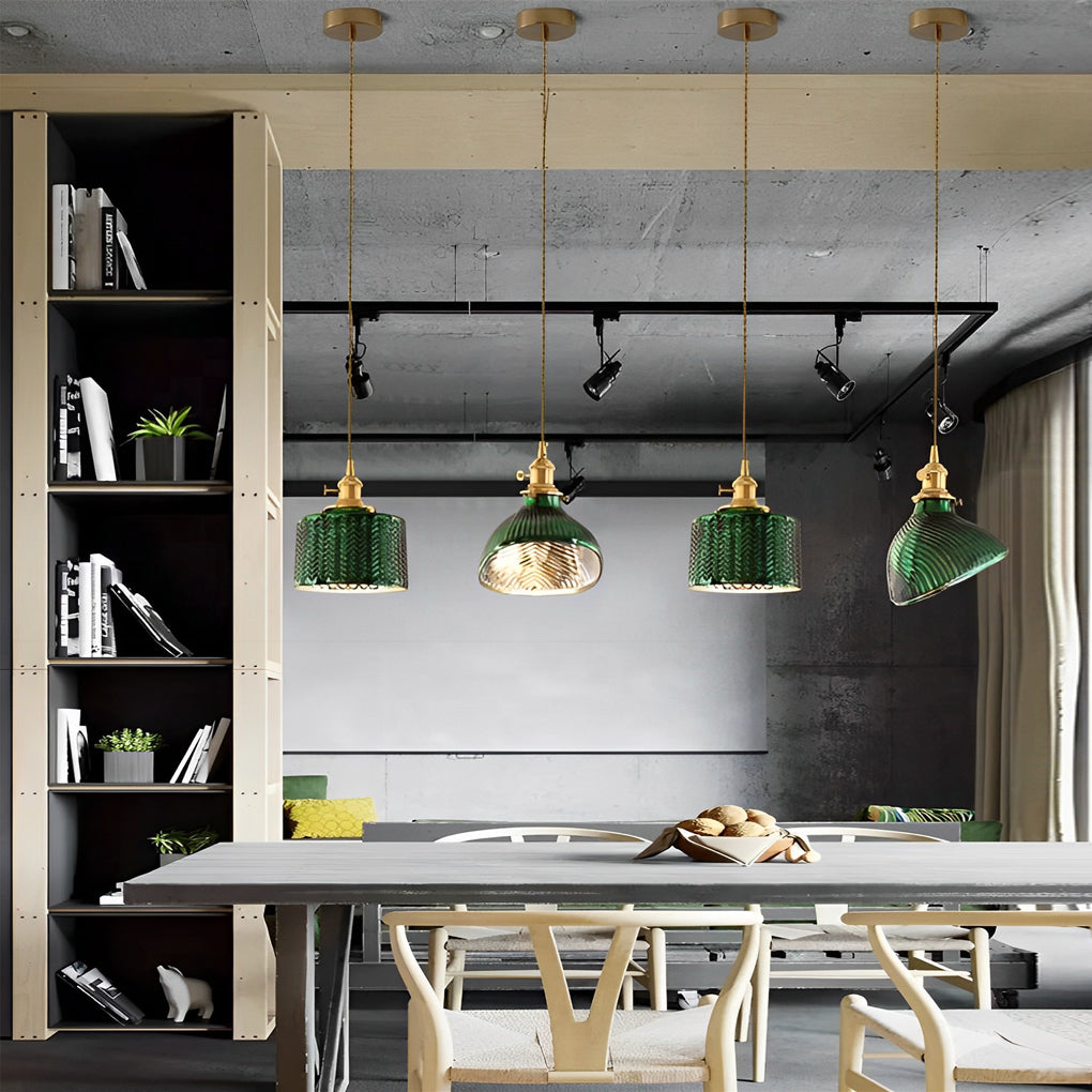 Creative Personality LED Copper Glass Green Retro Nordic Pendant Lights