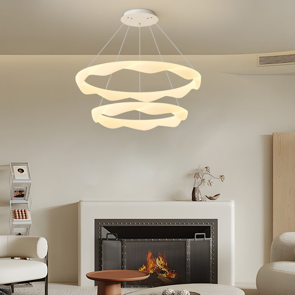 Creative Cream Style Designer Rings 3 Step Dimming Modern Chandelier