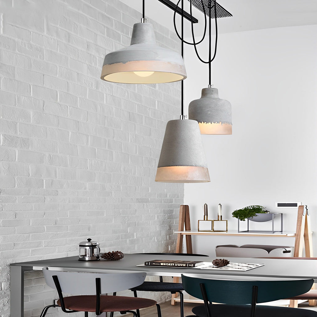 Round Creative Resin Cement Minimalist Industrial Pendant Light Chandelier