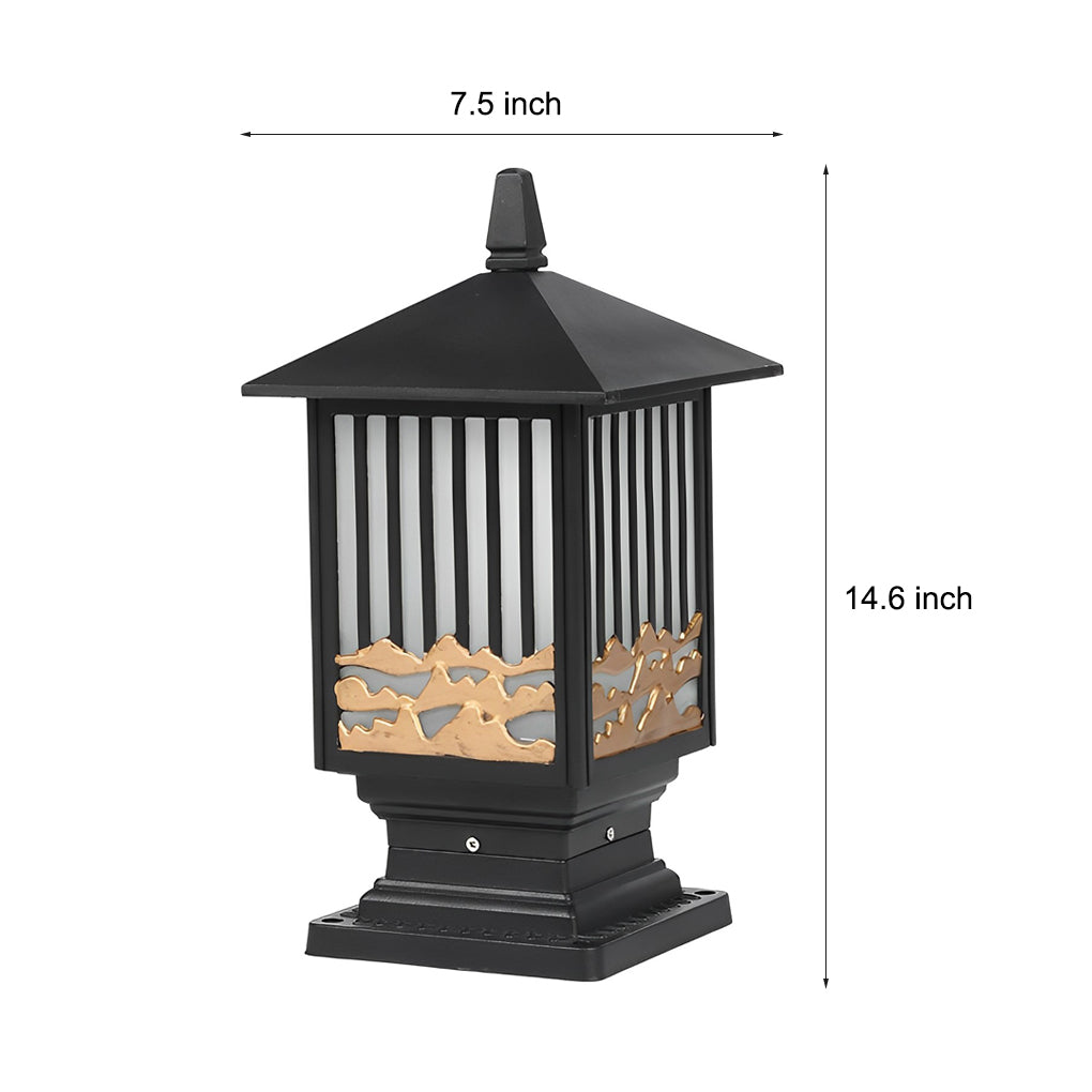 Retro Scenery Waterproof LED Black Vintage Solar Fence Post Lights