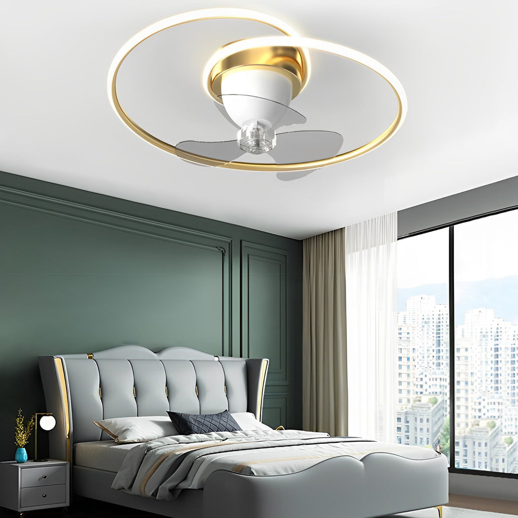 Smart 360° Rotating LED Stepless Dimming Timing Modern Ceiling Fans Light