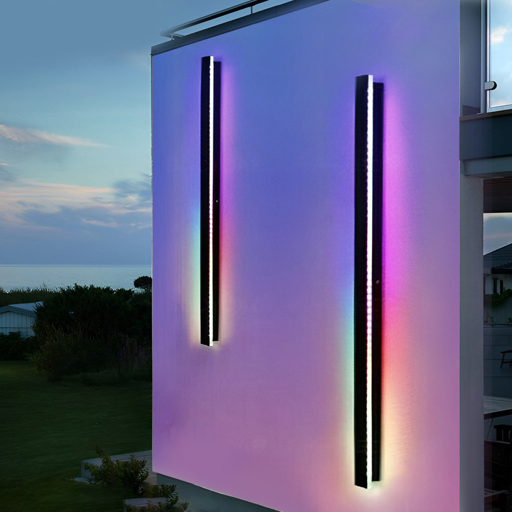 Black Long Strip LED RGB Outdoor Waterproof Wall Light