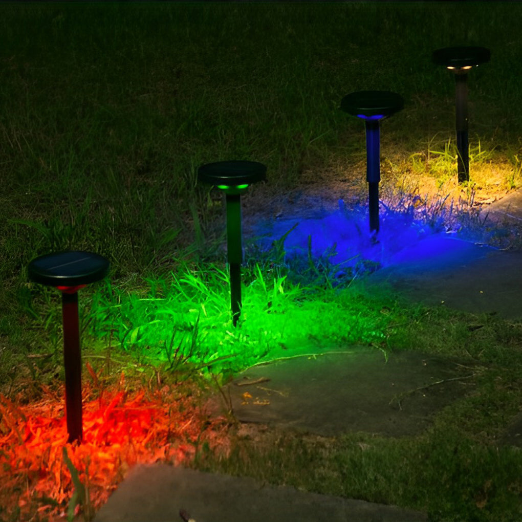 Round Waterproof LED Colorful RGB Modern Solar Lawn Lights Path Light