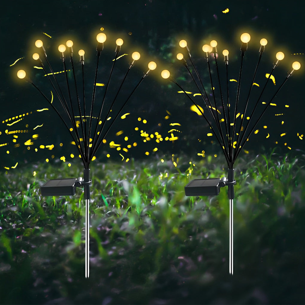 2pcs Waterproof 10 LED Lights Solar Powered Fireflies Lights Lawn Lights