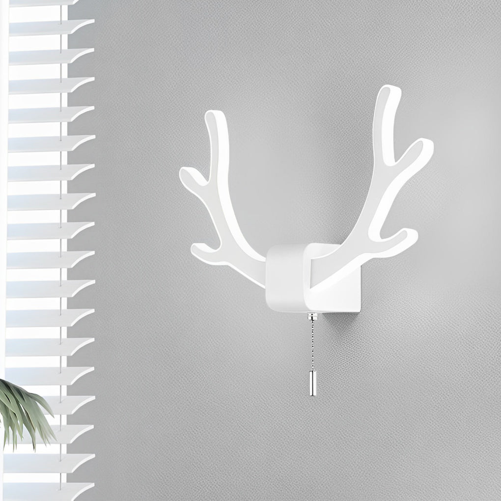 Creative Antlers Iron LED Nordic Wall Lamp Wall Light with Pull Switch