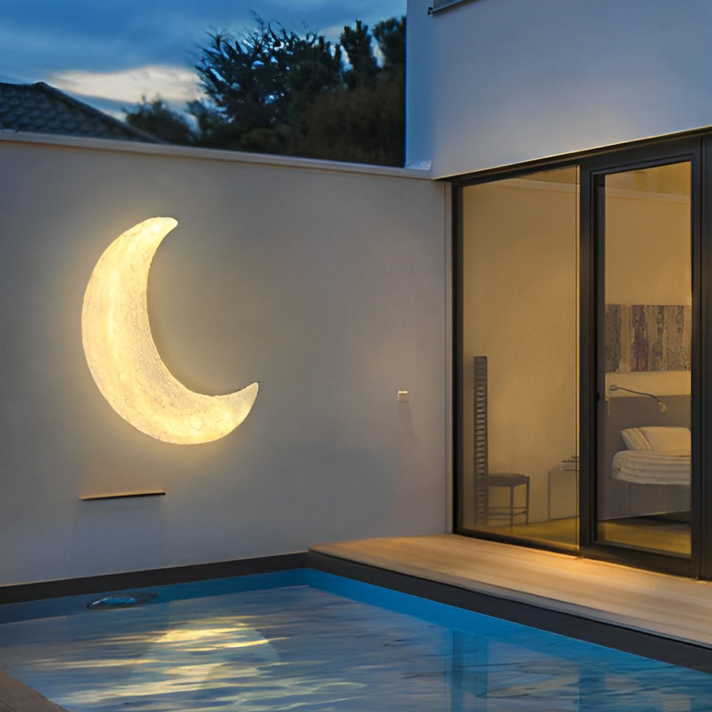 Creative Resin Moon Waterproof LED Modern Outdoor Wall Sconce Lighting