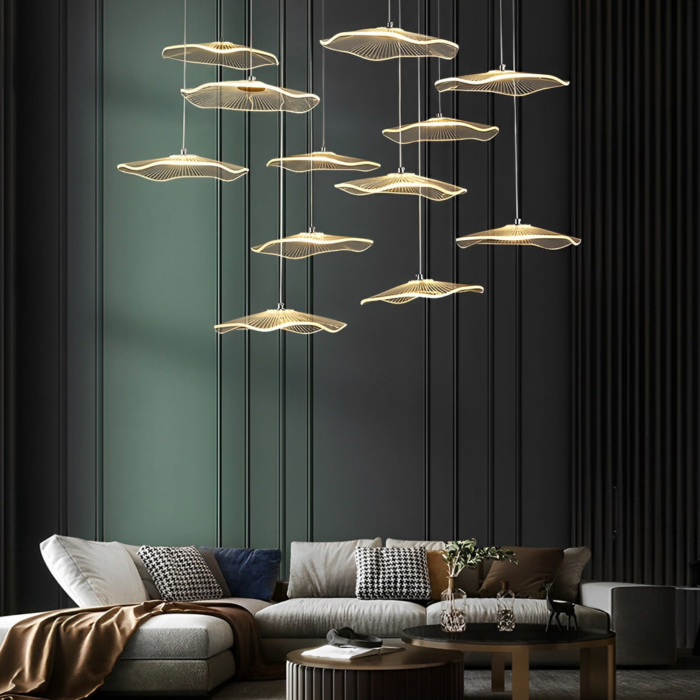 Small Acrylic Lotus Leaves LED Creative Modern Staircase Chandelier